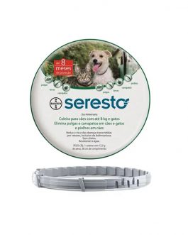 Coleira Antipulgas e Carrapatos Bayer Seresto para Cães e Gatos até 8 Kg